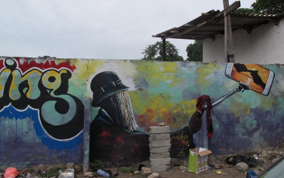 Anas is watching’, mural by Nico Wayo. Accra, Ghana. Photo: K. Gurney